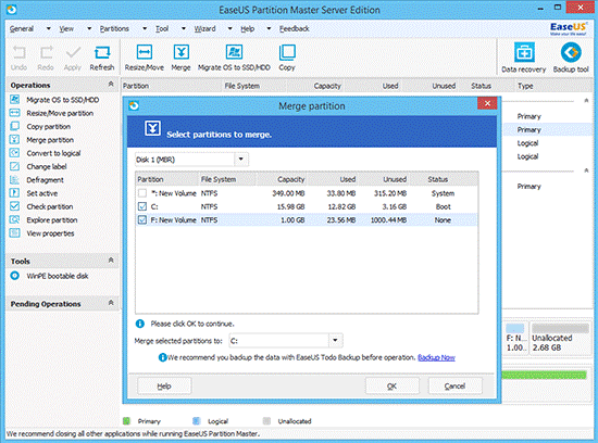 The EaseUS Free Partition Manager